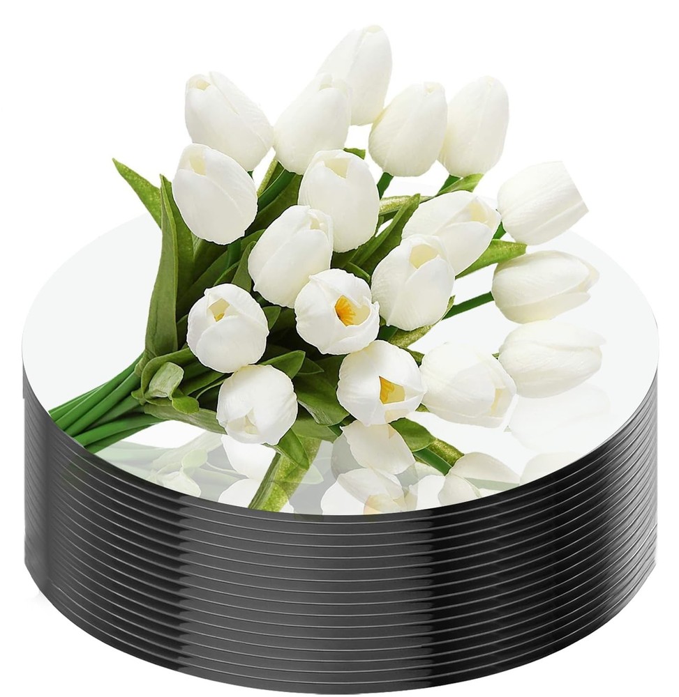 16 Pack Round Mirror Centerpieces Table Decor 12 Inch Circle Trays Plates