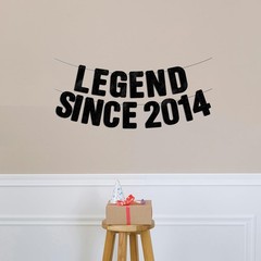 Pre-Strung Legend Since 2014 Black Glitter Banner, Happy 12th Birthday Decora…