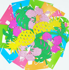 PTFNY Hello Summer Banner and Glittery Hawaiian Luau Tropical Themed Banner Colo