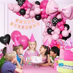 123pcs Pink and Black Balloon Arch Garland Kit with Hot Pink Light Pink Black…
