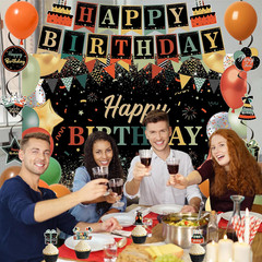 Colorful Birthday Party Decorations Set | Happy Birthday Banner & Sash, Balloons