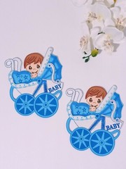 10 PC BABY SHOWER FAVORS BOY BLUE CARRIAGE 7.5″ CENTERPIECE RECUERDOS NINO