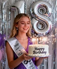 Silver 18th Birthday Party Decorations Kit – 32″ Number Balloons & Glitter