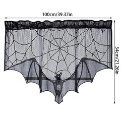 Halloween Decorations Tablecloth Runner Black Lace Bat Fireplace Mantel Scarf