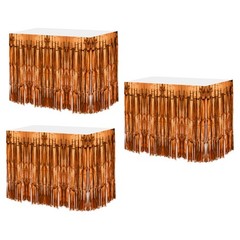 3 Pack 29″x108″ Orange Metallic Foil Fringe Tinsel Table Skirts for Home Use