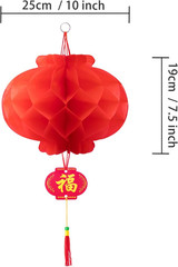 20 Pieces 10 Inch Chinese Red Paper Lanterns Festival Decorations for New Year,