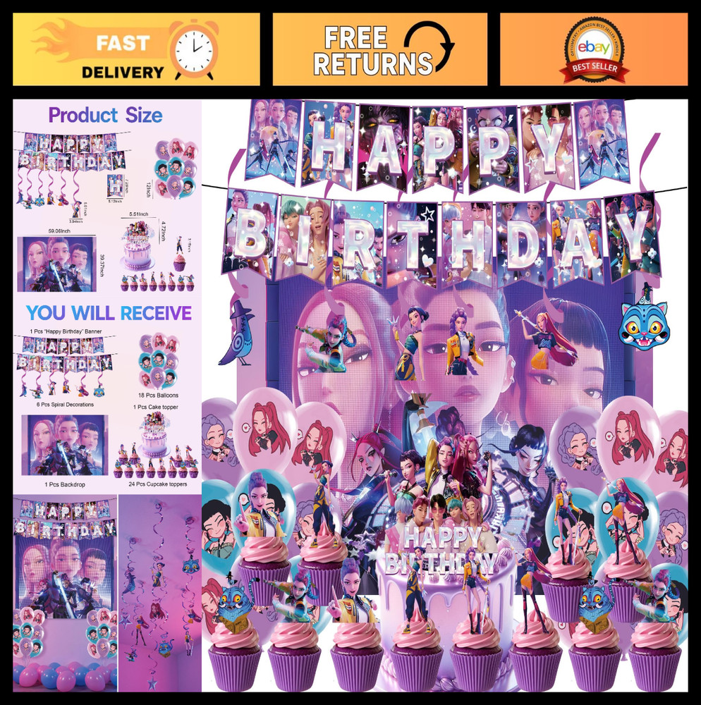 51 Pcs Cute Cartoon Birthday Party Decorations – Anime Hunter Theme, Balloons, B