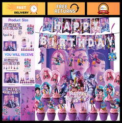 51 Pcs Cute Cartoon Birthday Party Decorations – Anime Hunter Theme, Balloons, B