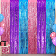 , Pink, Purple and Blue Foil Fringe Backdrop – Xtralarge, Pack of 2 | Multicolor