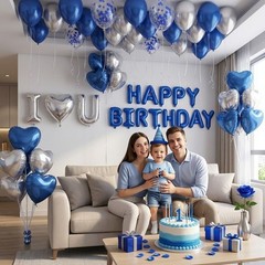 Romantic Birthday Decorations for Men Balloons Rose Petals Foil Banner