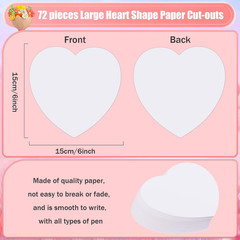 72 Pcs Large Heart Cutout White Paper Heart 6 Inch Heart Shape Die Cut Heart Dec