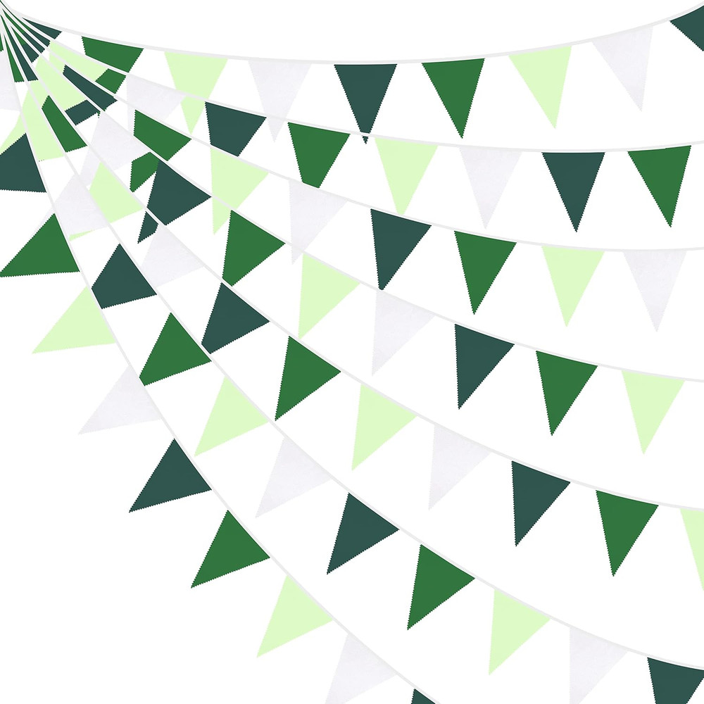 32Ft Gradient Green Banner Party Decorations Green Triangle Flag Fabric Banner P