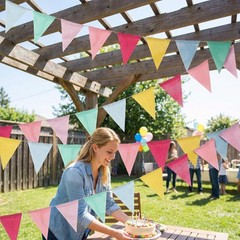 32.8ft Colorful Triangle Bunting Banner – 36Pcs Colorful Pennant Banner Flags…