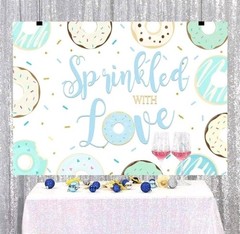 Sprinkled with Love Backdrop Baby Shower Donut Party Colorful Dots Confetti 5×7′