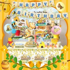 112 Pcs Winnie The Pooh Party Decoration Winnie Party Tableware Balloons Plates