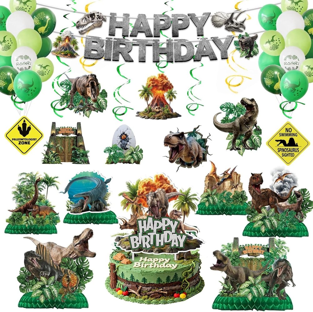 Dinosaur Birthday Party Decorations Set for Boys, Dino World Themed Party Decora