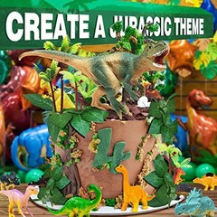 26 PCS Dinosaur Cake Toppers With Dinosaur Eggs Leaves Trees Cake Dinosaur-e