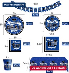 DAZONGE Graduation Decorations 2026 Blue, 265pcs Graduation Party Decorations 20