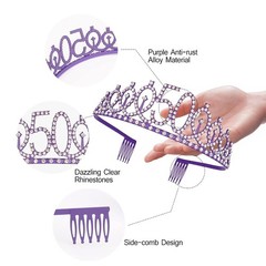 Purple 50th Birthday Decorations – 2 Piece Set, Sash & Tiara Set