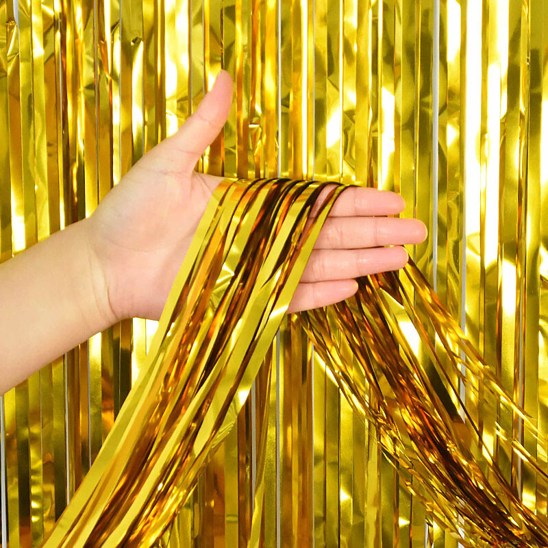 2M-3M FOIL FRINGE TINSEL BACKDROP CURTAIN DOOR WEDDING BIRTHDAY PARTY DECORATION