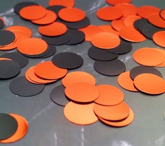 1 Inch Orange Black Confetti Circle Dot Metallic Sequins Halloween Table Top