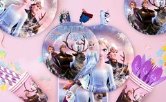 Frozen Party Decorations Disney Princess Birthday Tableware Plate Cups Balloons