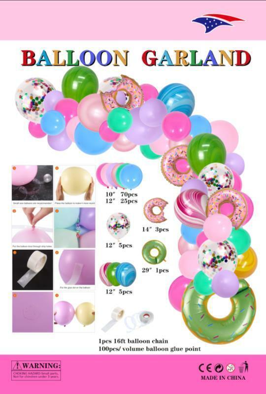 109 Pcs 16Ft Balloons Garland Donuts Decoration Kids Adults Happy Birthday Party