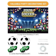 2026 Soccer Party Decorations Set, 71×45″ International World Flags Soccer