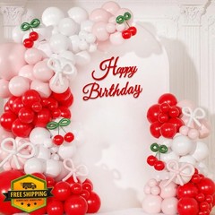 TONIFUL Red Felt Happy Birthday Sign Backdrop