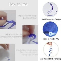 30 PCS Ceiling Swirl Decorations Blue Plastic Streamer Wedding Thanksgiving