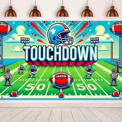 HOMETITUTE Touchdown Football Banner 71×43 Inch Game Day Field Backdrop Stadi…
