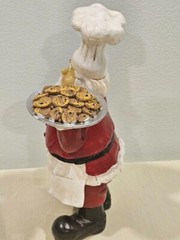 Chef Santa Claus Decor Tabletop Christmas Decorations 8.5 In Chef Hat & Cookies