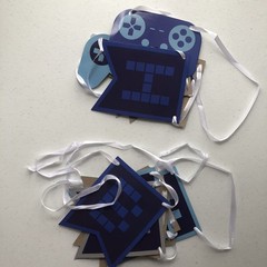Video Game Party Decor Lot Controller Banner Happy Birthday Cupcake Toppers Set