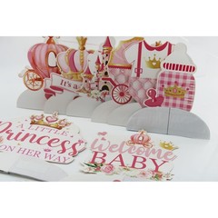 Pink Princess Baby Shower Honeycomb Centerpieces 6pc Set Welcome Baby Girl Crown