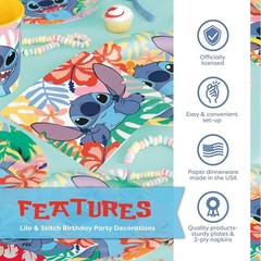 Lilo and Stitch Disposable Birthday Party Plates, Napkins, Banner, Tablecover