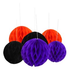 6Pcs Reusable Paper Honeycomb Balls Vibrant Colors Hanging Party Decor