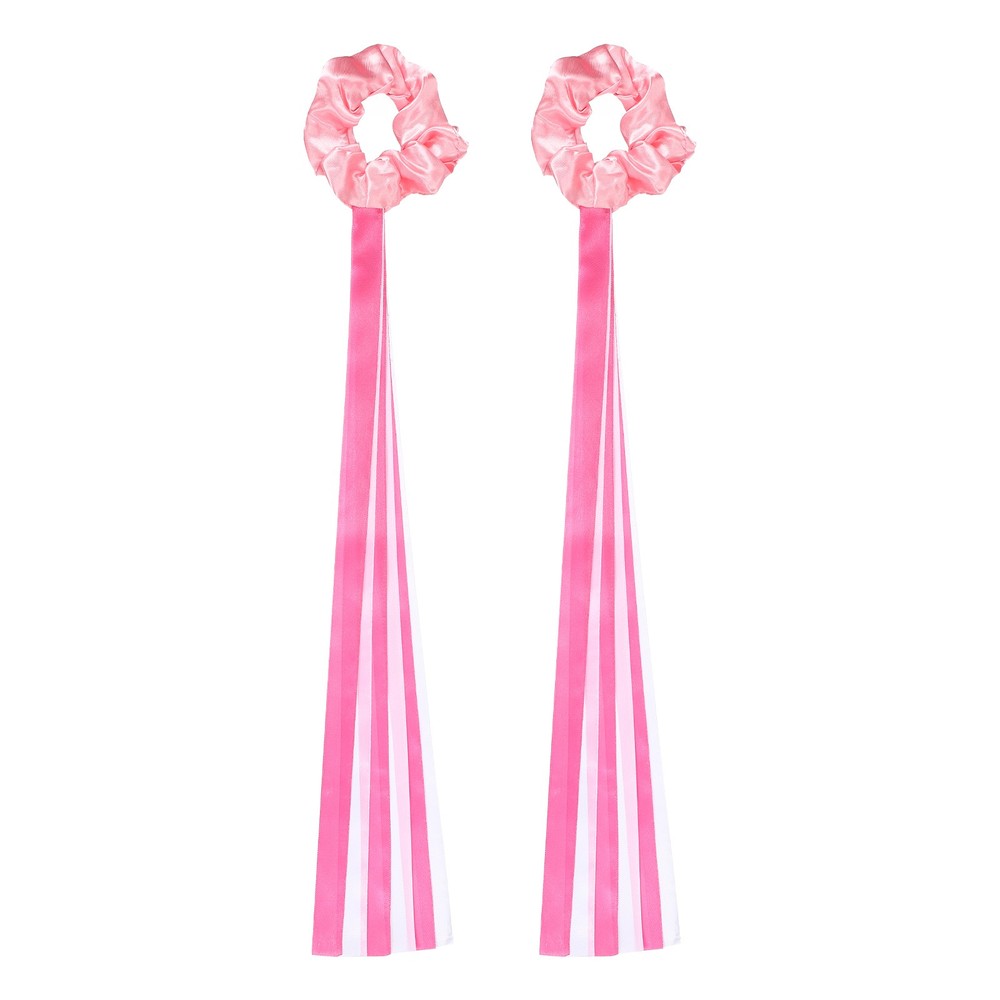 Rainbow Dance Ribbons, Wrist Streamers 20″ & 2 Pcs & White & Rose Pink