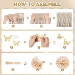 Complete Elegant Birthday Decorations – Neutral Balloons, Banners & Pompoms