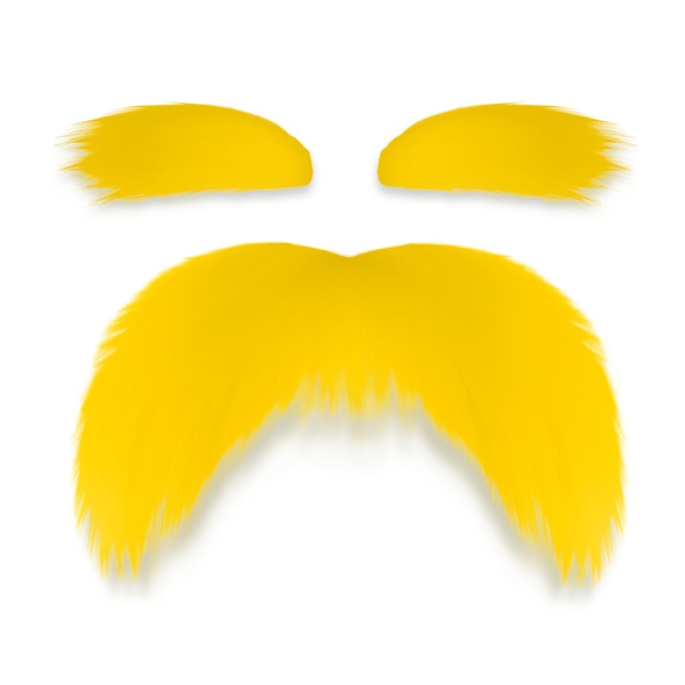 Yellow Mustache and Eyebrows for Kids Adults – Self-Adhesive Fake Beard,…