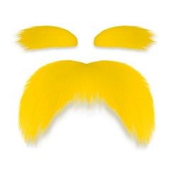 Yellow Mustache and Eyebrows for Kids Adults – Self-Adhesive Fake Beard,…