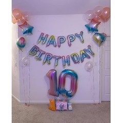 Sweet 10th Birthday Decorations Party Supplies,Rainbow Number 10 Balloons,10t…