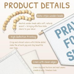 Coastal Beach Room Decor, Surf Canvas Banner, Boho Wood Beads Pray For Surf C…