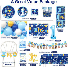 237-Piece Mr Onederful 1st Birthday Party Decoration Set for Boys