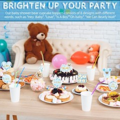 Weecent 48 Pcs We Can Bearly Wait Cupcake Toppers Bear Baby Shower Decoration…