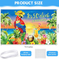 It’S 5 O’ Clock Somewhere Summer Backdrop Tropical Parrot Banner Beach Hawaii De