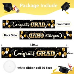 Large Graduation Banner Decorations 120″ x 20″ Congrats Grad Class of 2025 Ya…