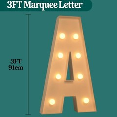 NEW ~ Marquee Light Up Letter «A» ~ Birthday, Baby Shower, Wedding ~ White 3Ft