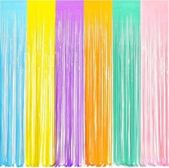 Tinsel Foil Fringe Curtains – 2Pcs 3.2×8.2ft Pastel Colourful Photo Backdrop …