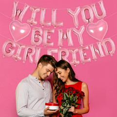 16 Inch Pink ‘WILL YOU BE MY GIRLFRIEND’ Balloons, Foil Proposal Confession