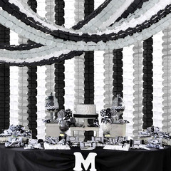 Black White-Silver Party-Decorations Streamers Garland – 157Ft Graduation Four-L